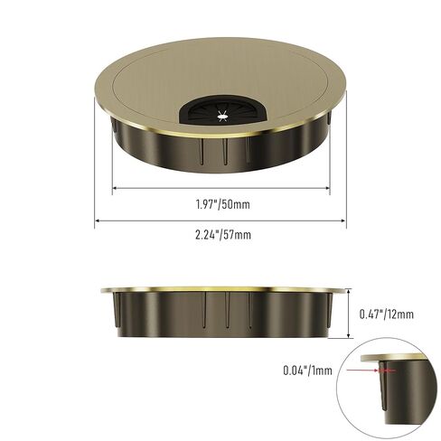 2 Pack Desk Grommet 2 Inch 50mm, Zinc Alloy Computer Desk Wire Hole Cover, Office Desktop Cord Cable Hole Metal Ring, Bronze Tone in Saudi Arabia