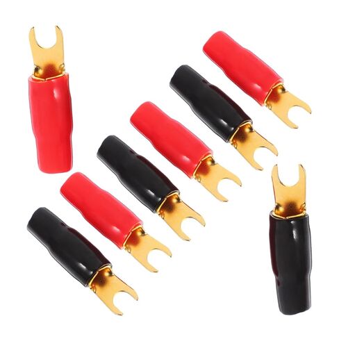 4pairs Fork Spade Terminal Connectors for Audio Systems Gold Plated Adapters for Enhanced Speaker Wire Connections in Saudi Arabia