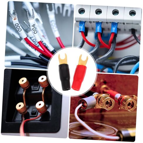 4pairs Fork Spade Terminal Connectors for Audio Systems Gold Plated Adapters for Enhanced Speaker Wire Connections in Saudi Arabia