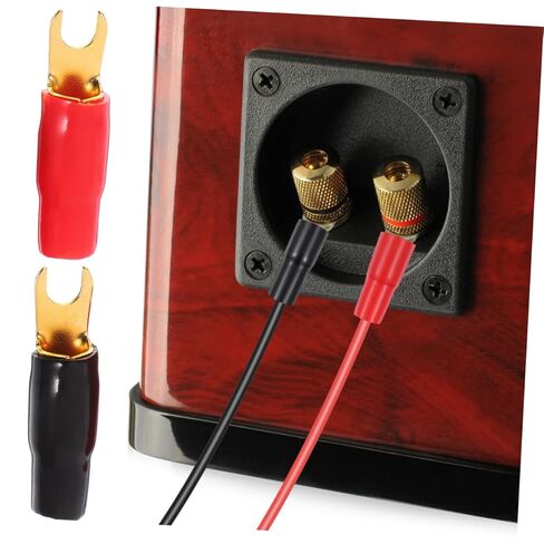 4pairs Fork Spade Terminal Connectors for Audio Systems Gold Plated Adapters for Enhanced Speaker Wire Connections in Saudi Arabia