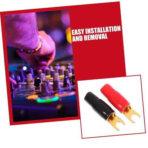 4pairs Fork Spade Terminal Connectors for Audio Systems Gold Plated Adapters for Enhanced Speaker Wire Connections in Saudi Arabia