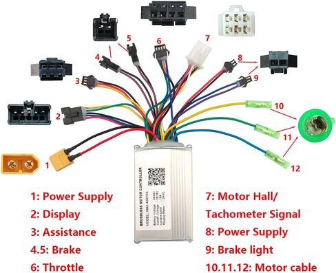 Brushless DC Motor Speed Controller for Electric Bicycles X863-AA013A 36/48V 15A 2HAO Protocol for Electric Mountain Bikes and Fat Bikes Display Meter in Saudi Arabia