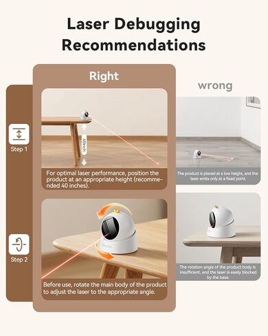 ROJECO AUTO LASER CAT TOY - مسار حركة عشوائي ، قاعدة 360 درجة مغناطيسية ، قم بالهدوء ، قابل لإعادة الشحن مع بطارية 1000 مللي أمبير في الساعة ، نومًا تلقائيًا و 3 سرعات ، آمنة للقطط ، ألعاب القطط التفاعلية للملل الداخلي in Kuwait