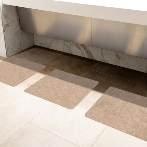 سجادة مرحاض عالمية G-Floor Drip & Dry Tan (2 × 2 بوصة، 12 قطعة) - تتميز بطبقة ماصة مع دعامة من الفينيل المقاوم للماء للحمامات والكومود والإعدادات الصناعية in Kuwait