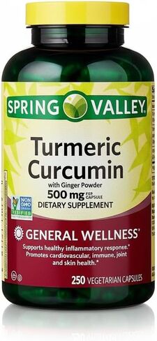 Turmeric Curcumin Supplement with Organic Ginger Powder 500 mg, Tumeric Capsules, 250 Vegetarian Count. in Saudi Arabia