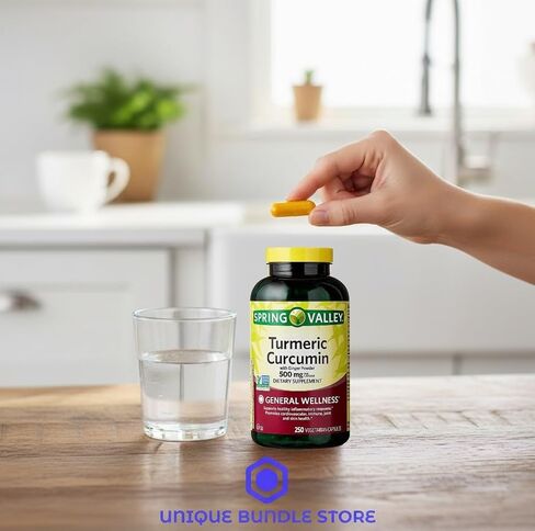 Turmeric Curcumin Supplement with Organic Ginger Powder 500 mg, Tumeric Capsules, 250 Vegetarian Count. in Saudi Arabia