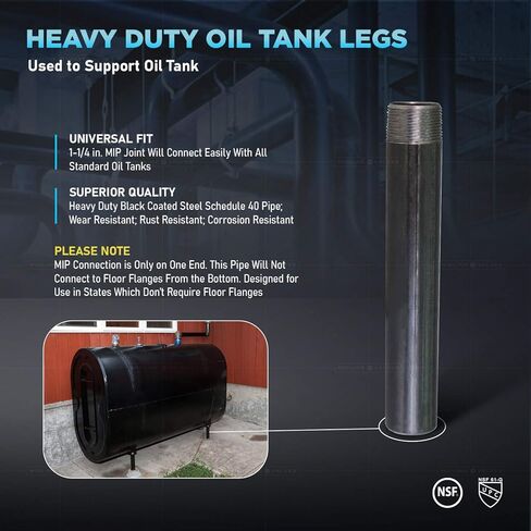 Midline Valve S1499 Heavy Duty Oil Tank Leg; 12 in. Long Black Coated Steel Pipe with a 1-1/4 in. MIP End in Saudi Arabia