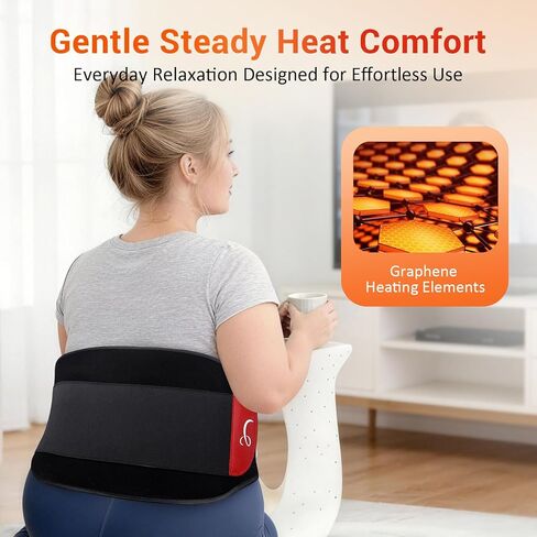 Comfytemp Extra Large Cordless Heating Pad with Massager for Back XXL, FSA Eligible HSA Portable Rechargeable 2X Larger Lower Back Massager with 4 Motors, Wireless Heated Waist Belt Button APP Control in Saudi Arabia