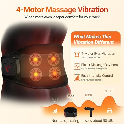 Comfytemp Extra Large Cordless Heating Pad with Massager for Back XXL, FSA Eligible HSA Portable Rechargeable 2X Larger Lower Back Massager with 4 Motors, Wireless Heated Waist Belt Button APP Control in Saudi Arabia