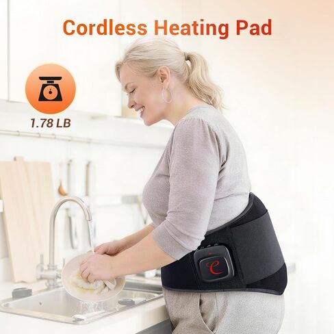 Comfytemp Extra Large Cordless Heating Pad with Massager for Back XXL, FSA Eligible HSA Portable Rechargeable 2X Larger Lower Back Massager with 4 Motors, Wireless Heated Waist Belt Button APP Control in Saudi Arabia