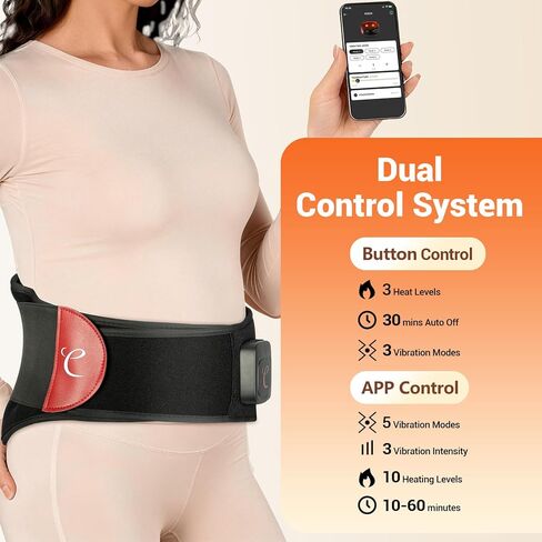 Comfytemp Extra Large Cordless Heating Pad with Massager for Back XXL, FSA Eligible HSA Portable Rechargeable 2X Larger Lower Back Massager with 4 Motors, Wireless Heated Waist Belt Button APP Control in Saudi Arabia