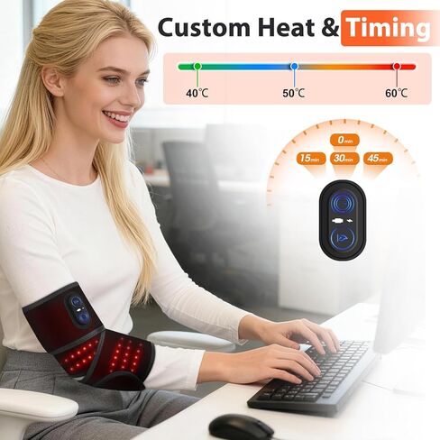 وسادة تدفئة للذراع لاسلكية مع ضوء أحمر، غلاف وسادة تدفئة للكوع بقدرة 5000 مللي أمبير في الساعة، تسخين سريع، كم ذراع للكوع مُسخن مع 3 إعدادات للحرارة والتوقيت in Kuwait