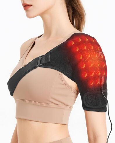 Shoulder Heating Pads for Pain Relief - Jade Stone Heated Shoulder Wrap with 3 Temperature Settings, Ideal for Rotator Cuff, Shoulder Soreness Relief at Home,Office-Jet Black in Kuwait
