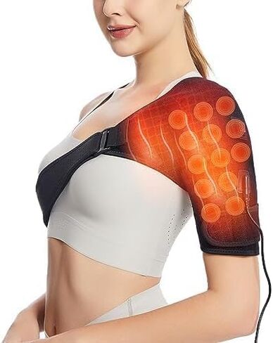 Shoulder Heating Pads for Pain Relief - Jade Stone Heated Shoulder Wrap with 3 Temperature Settings, Ideal for Rotator Cuff, Shoulder Soreness Relief at Home,Office-Jet Black in Saudi Arabia