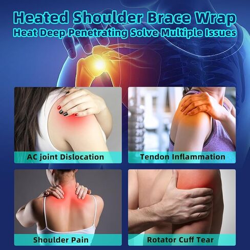 Shoulder Heating Pads for Pain Relief - Jade Stone Heated Shoulder Wrap with 3 Temperature Settings, Ideal for Rotator Cuff, Shoulder Soreness Relief at Home,Office-Jet Black in Saudi Arabia