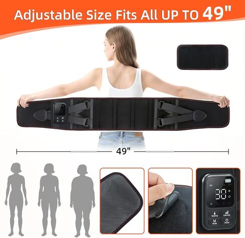 Cordless Heating Massage Belt for Lower Back Discomfort - 5000mAh Adjustable Heat Therapy Wrap with 4 Vibration & Rechargeable Battery, Heating Pad for Muscle Relaxation in Saudi Arabia