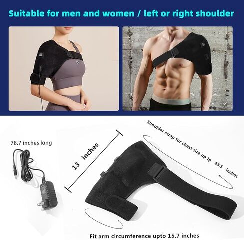 Shoulder Heating Pads for Pain Relief - Jade Stone Heated Shoulder Wrap with 3 Temperature Settings, Ideal for Rotator Cuff, Shoulder Soreness Relief at Home,Office-Jet Black in Saudi Arabia