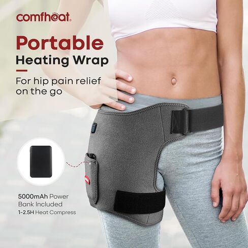 Cordless Hip Heating Pad for Pain Relief FSA Eligible HSA 5000mAh Battery Powered Heated Hip Brace Wrap for Hip Sciatica Pain Recovery Buttock, Up to 52" Waist Size, Gift for Women Men in Saudi Arabia
