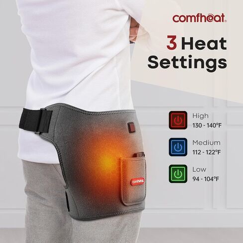 Cordless Hip Heating Pad for Pain Relief FSA Eligible HSA 5000mAh Battery Powered Heated Hip Brace Wrap for Hip Sciatica Pain Recovery Buttock, Up to 52" Waist Size, Gift for Women Men in Saudi Arabia