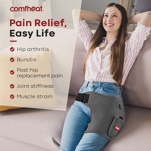 Cordless Hip Heating Pad for Pain Relief FSA Eligible HSA 5000mAh Battery Powered Heated Hip Brace Wrap for Hip Sciatica Pain Recovery Buttock, Up to 52" Waist Size, Gift for Women Men in Saudi Arabia