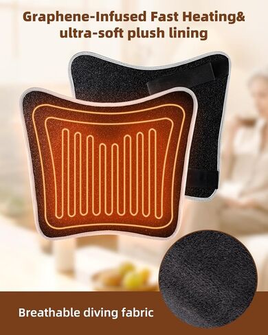 وسادة تدفئة الورك من الجرافين لعرق النسا، غلاف تسخين كهربائي 18.5 بوصة × 16 بوصة لأسفل الظهر والوركين والفخذين، وسادة تسخين كبيرة جدًا مع حرارة قابلة للتعديل وإيقاف تلقائي in Kuwait