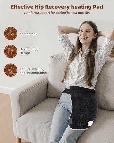 وسادة تدفئة الورك من الجرافين لعرق النسا، غلاف تسخين كهربائي 18.5 بوصة × 16 بوصة لأسفل الظهر والوركين والفخذين، وسادة تسخين كبيرة جدًا مع حرارة قابلة للتعديل وإيقاف تلقائي in Kuwait