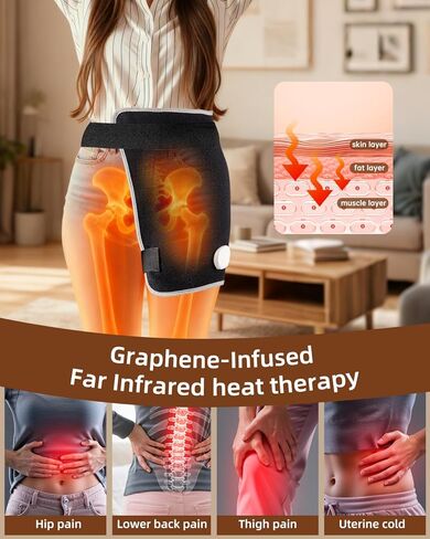 وسادة تدفئة الورك من الجرافين لعرق النسا، غلاف تسخين كهربائي 18.5 بوصة × 16 بوصة لأسفل الظهر والوركين والفخذين، وسادة تسخين كبيرة جدًا مع حرارة قابلة للتعديل وإيقاف تلقائي in Kuwait