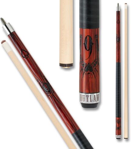 OUTLAW OL14 Cherry Pool Cue - خشب القيقب الملون بالكرز مع تصميم 9 كرات ومجرفة in Kuwait
