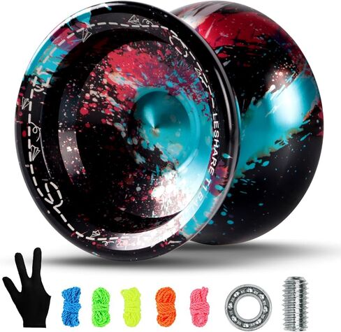 yoyo x5 المحترف غير المستجيب للمحترفين و yoyos المستجيبة للأطفال المبتدئين - محامل قابلة للاستبدال غير مستجيبة ، قفازات ، أداة محمل الإزالة و 5 حبال مشمولة (باللون الأسود الأحمر) in Kuwait