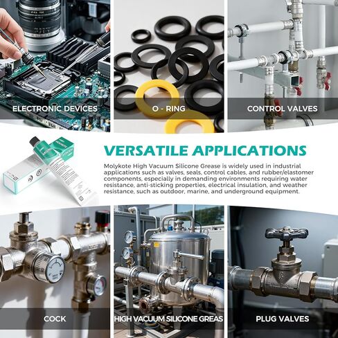 Molykote High Vacuum Grease 150g (5.3oz) Silicone Lubricant for Vacuum and Pressure Systems Rubber Elastomer Lubrication Valves Packings Seals O-Rings Water Chemical Resistance Wide Temperature in Kuwait