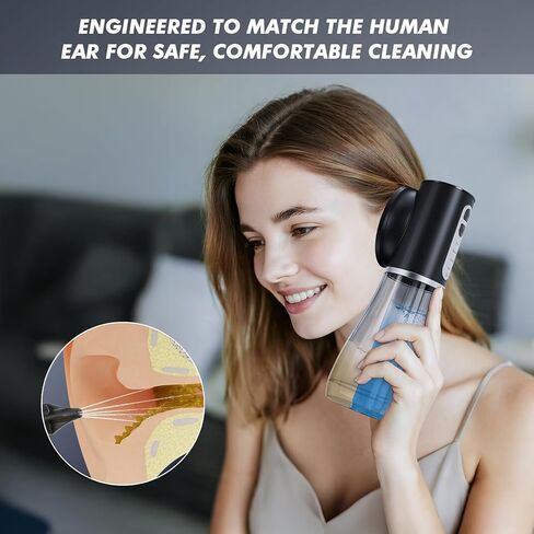 Ear Wax Removal kit, Ear Cleaning Kit with 4 Pressure Modes, Safe & Effective Ear Wax Cleaner with USB-C & IPX7 Waterproof, 8 Tips (Black) in Saudi Arabia