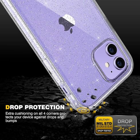 Diaclara Designed for iPhone 15 Case, Full Body Rugged Case with Built-in Touch Sensitive Anti-Scratch Screen Protector, with Camera Lens Protector for iPhone 15 6.1" (Clear Glitter) in Kuwait