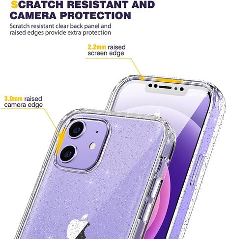 Diaclara Designed for iPhone 15 Case, Full Body Rugged Case with Built-in Touch Sensitive Anti-Scratch Screen Protector, with Camera Lens Protector for iPhone 15 6.1" (Clear Glitter) in Kuwait