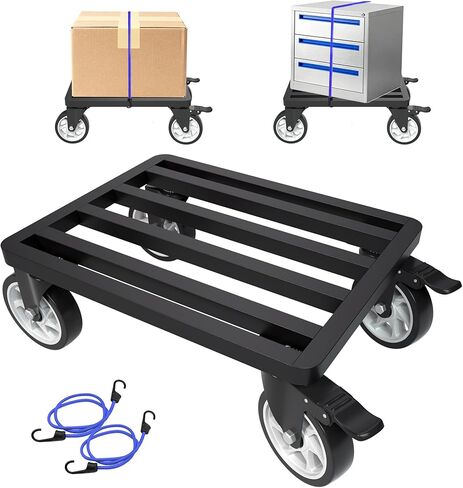 أثاث عالي التحمل من الفولاذ المقاوم للصدأ مقاس 45.72 سم × 35.56 سم، سعة 2000 رطل تتحرك دوللي مع عجلات دوارة 5 بوصات وحزام تثبيت للتحرك الآمن للأثاث والأجهزة in Kuwait