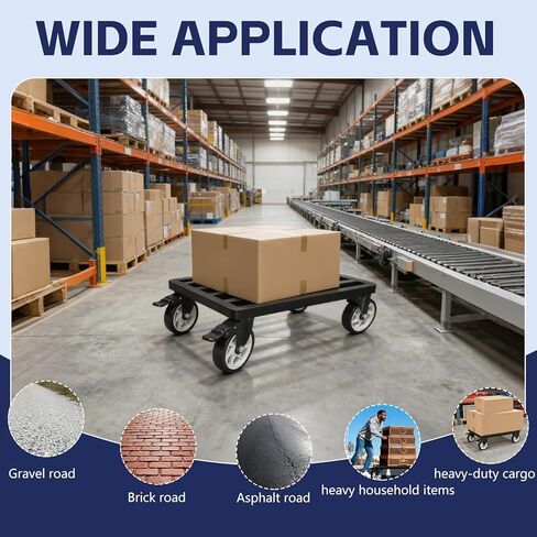 أثاث عالي التحمل من الفولاذ المقاوم للصدأ مقاس 45.72 سم × 35.56 سم، سعة 2000 رطل تتحرك دوللي مع عجلات دوارة 5 بوصات وحزام تثبيت للتحرك الآمن للأثاث والأجهزة in Kuwait