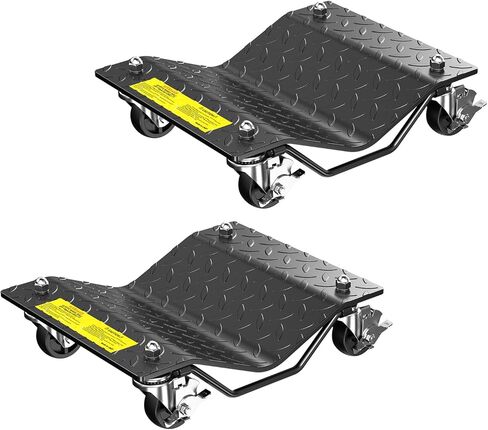 3000LBS Car Wheel Dolly, Heavy Duty Car Moving Cart with Brakes, 4mm Thick Steel Wheel Dolly Set of 2 Piece with Nylon Swivel Casters for Vehicle Relocation and Auto Repair in Saudi Arabia