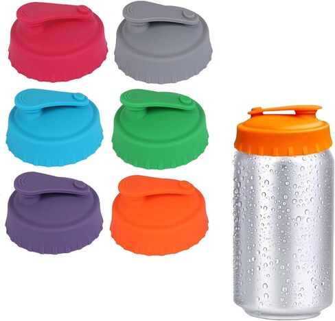 6 Pcs Reusable Silicone Soda Can Lids - Protector for Fizzy Drinks,Reusable Can Toppers Can Top for Coke Pop Beer Juice Beverage, (Fits Standard 2.1 Inch Cans,6 Colors) in Saudi Arabia