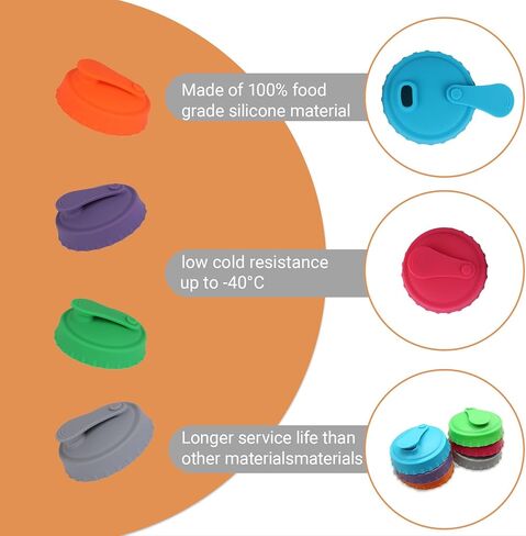 6 Pcs Reusable Silicone Soda Can Lids - Protector for Fizzy Drinks,Reusable Can Toppers Can Top for Coke Pop Beer Juice Beverage, (Fits Standard 2.1 Inch Cans,6 Colors) in Saudi Arabia
