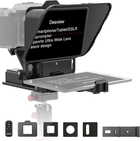 Desview P15 Teleprompter ، 15 بوصة محترفة محترفة مع زجاج عالي الدقة ومرآة قابلة للتعديل - متوافقة مع كاميرات DSLR والهواتف الذكية والأجهزة اللوحية لتسجيل الفيديو والبث المباشر in Saudi Arabia