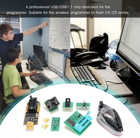 طقم مبرمج USB مع مشبك اختبار SOP8 وموقد EEPROM، طقم مبرمج فلاش BIOS Flasher SPI مع محول 1.8 فولت ومقبس SOP8 150 مل لسلسلة 24/25 in Saudi Arabia