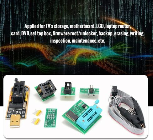 طقم مبرمج USB مع مشبك اختبار SOP8 وموقد EEPROM، طقم مبرمج فلاش BIOS Flasher SPI مع محول 1.8 فولت ومقبس SOP8 150 مل لسلسلة 24/25 in Saudi Arabia