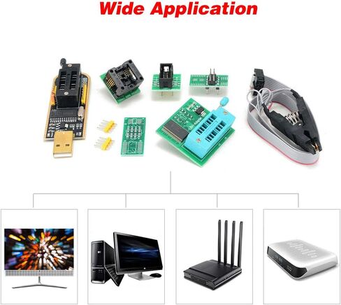 طقم مبرمج USB مع مشبك اختبار SOP8 وموقد EEPROM، طقم مبرمج فلاش BIOS Flasher SPI مع محول 1.8 فولت ومقبس SOP8 150 مل لسلسلة 24/25 in Saudi Arabia