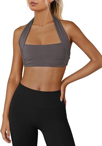 Panadila Womens Halter Sports Bra Cropped Workout Top Medium Impact Pilates Bra Racerback Tank Top for Dance Gym in Saudi Arabia