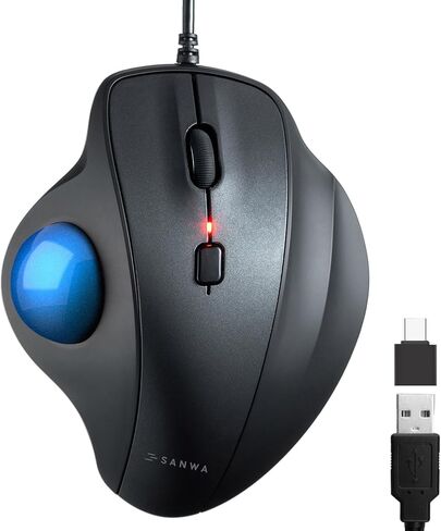 Sanwa Wired Ergonomic Trackball Mouse ، الفئران العمودية البصرية ، أزرار صامتة ، كرة مسار 34 ملم ، 600/800/1200/1600 DPI ، متوافقة مع MacBook ، الكمبيوتر المحمول ، الكمبيوتر ، Windows ، MacOS ، الأرجواني in Kuwait