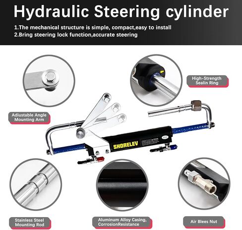 Hydraulic Steering Kit for 90HP Outboard Motors, Marine Boat Hydraulic Steering System, 20ft Hose with Pump & Cylinder (No Helm), Marine-Grade Steering System Boats in Saudi Arabia