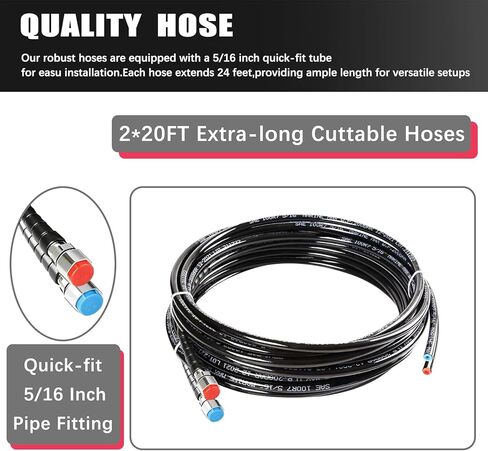 Hydraulic Steering Kit for 90HP Outboard Motors, Marine Boat Hydraulic Steering System, 20ft Hose with Pump & Cylinder (No Helm), Marine-Grade Steering System Boats in Saudi Arabia