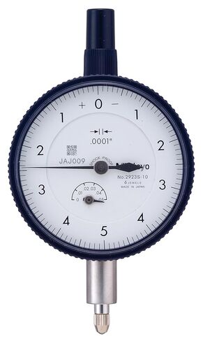 Mitutoyo 2923SB-10 Dial Indicator, #4-48 UNF Thread, 0.375" Stem Dia., Flat Back, White Dial, 0-5-0 Reading, 2.244" Dial Dia., 0-0.5" Range, 0.0001" Graduation, +/-0.0002" Accuracy in Saudi Arabia