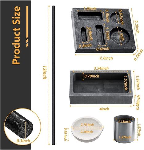 9 Piece Metal Melting Casting Kit with Graphite Crucible, Ingot Molds, Tongs, and Honeycomb Solder Plate for Gold Silver Copper in Saudi Arabia