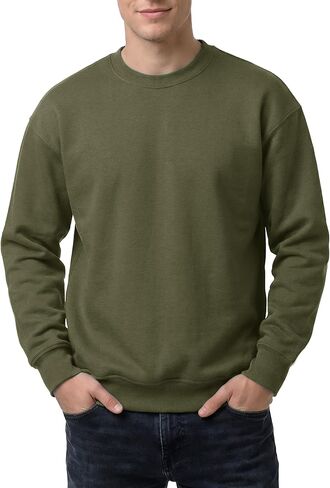 سويت شيرت رجالي مبطن بالصوف بياقة دائرية وقميص متوسط ​​الوزن دافئ للخريف والشتاء بلوفر قطني حراري كاجوال in Kuwait