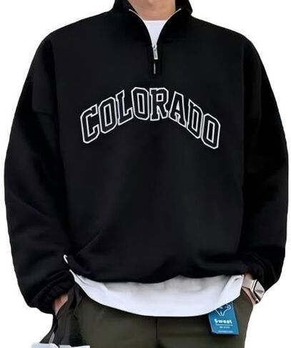 Men’s Half-Zip Graphic Sweatshirt for Casual Outings Daily Styling Café Meetups Urban Errands in Saudi Arabia